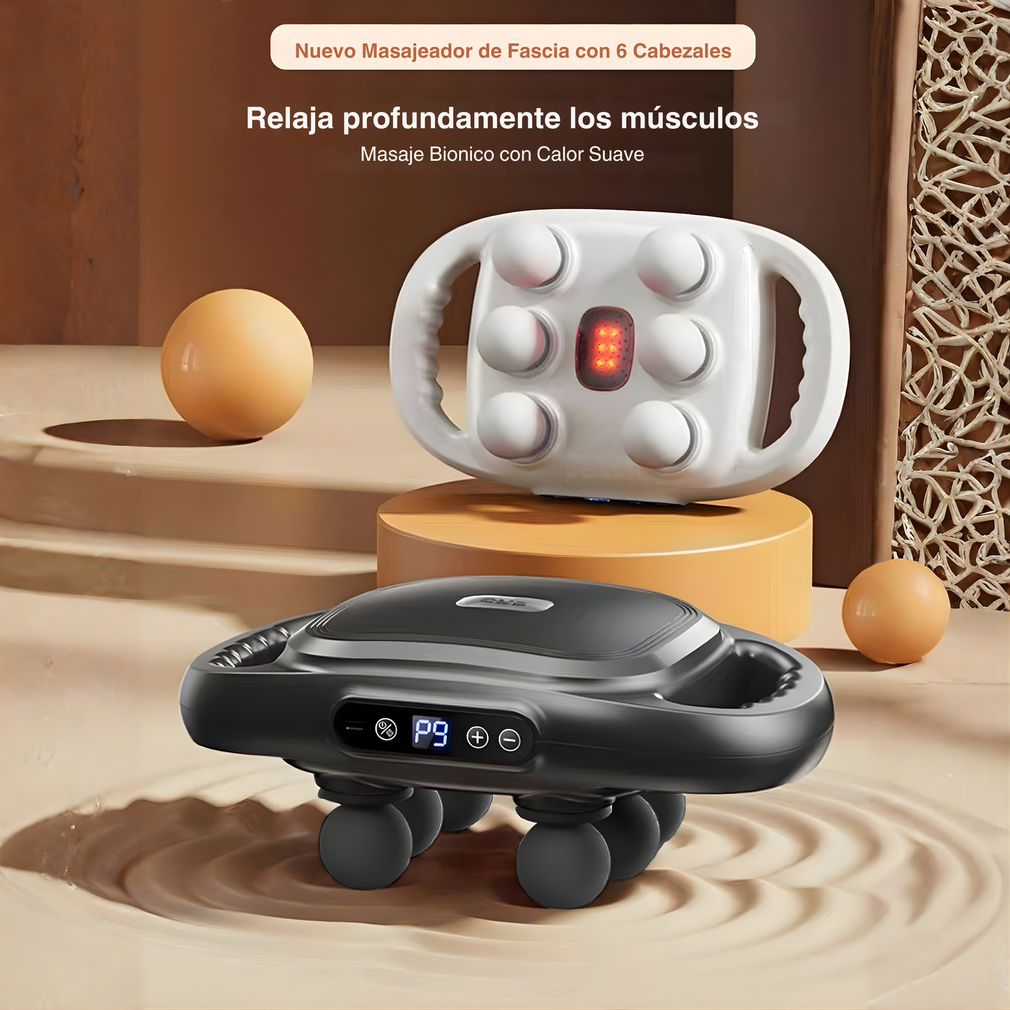 Masajeador muscular de alta frecuencia con seis cabezales