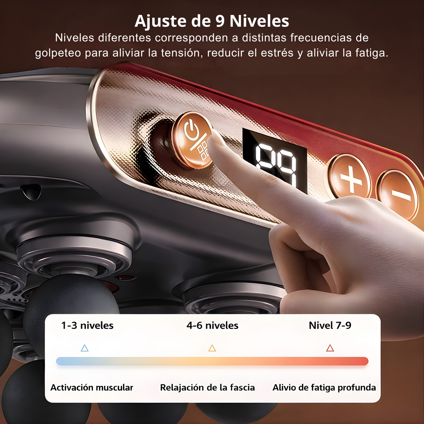 Masajeador muscular de alta frecuencia con seis cabezales